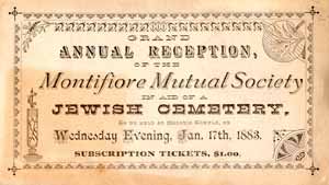 Moses Montifiore Society Jewish Cemetery Annual Reception Ticket, 1883