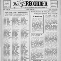 The Y Recorder, volume 2, number 20, April 30, 1942, page 1.