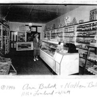 photograph of Ann Balick and Nate Balick in Rubin Balick's grocery store