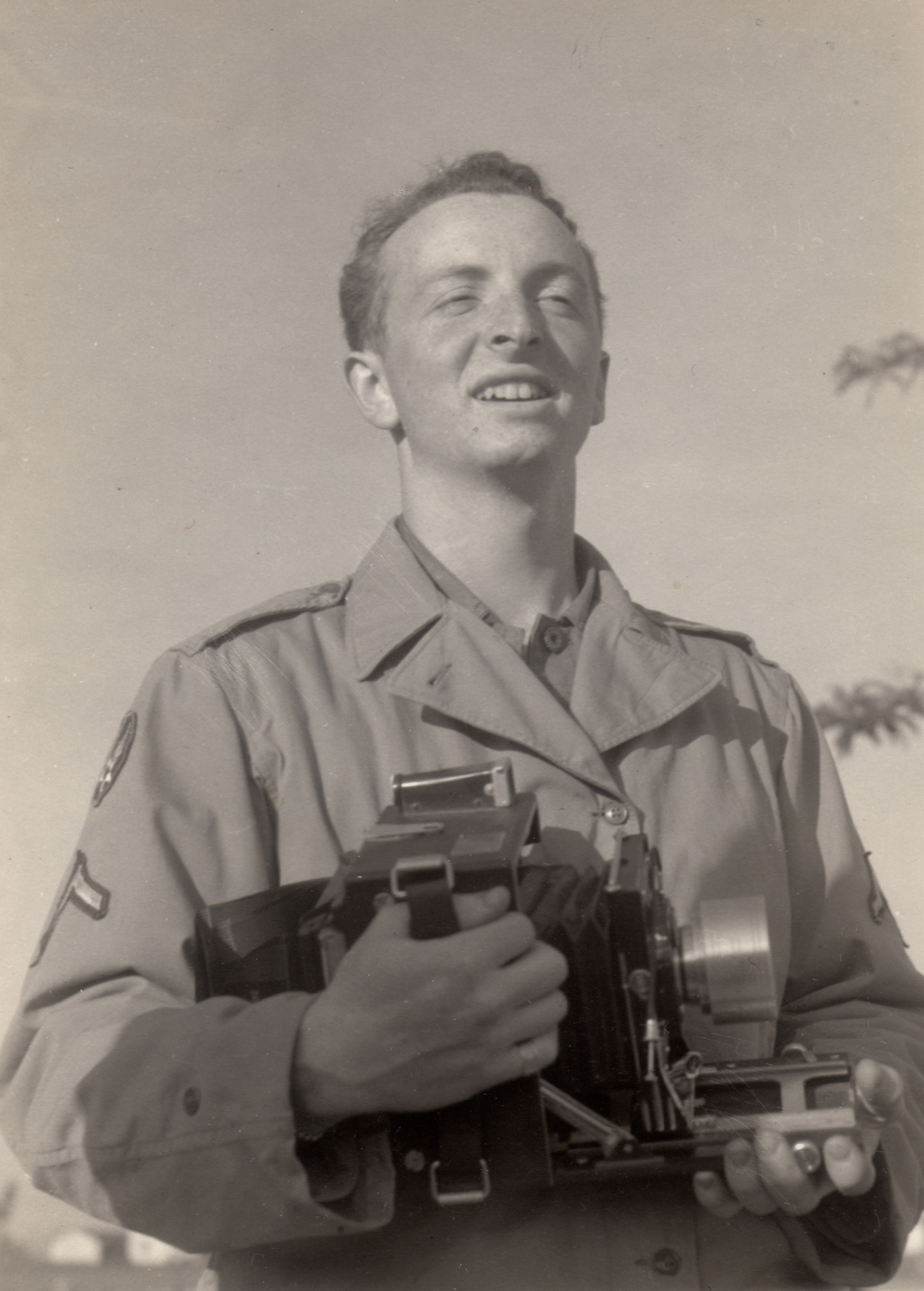 Jack Coonin with the speed graphic camera, Lowry Field, CO, May 1943